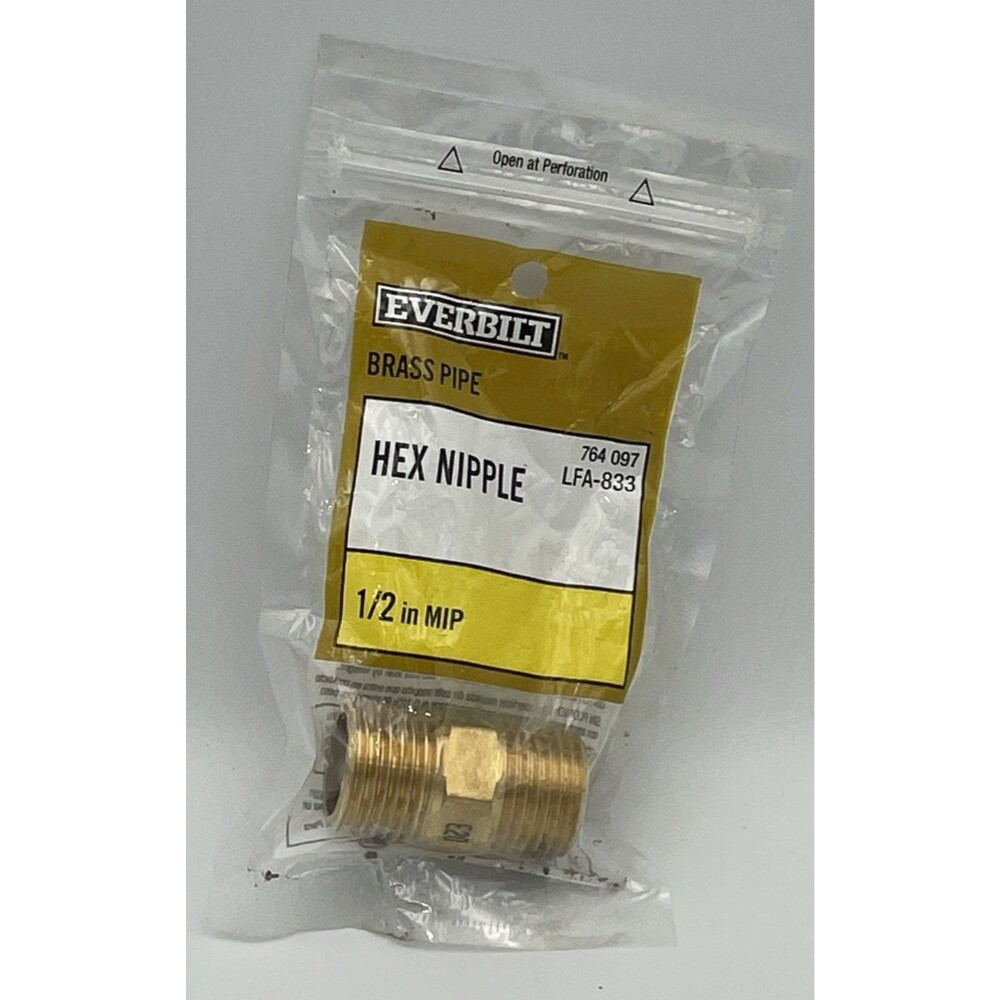 Everbilt Pipe Hex Nipple Brass 1/2" x Close MIP LFA-833 764 097 Genuine OEM